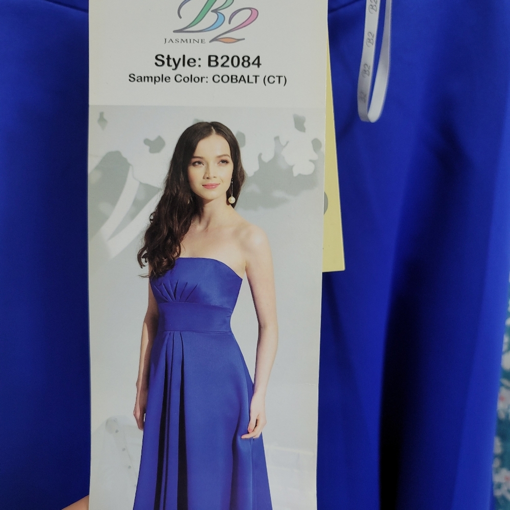 NWT.  B2 cobalt satin pocketed dress.  Size 14.  (815)